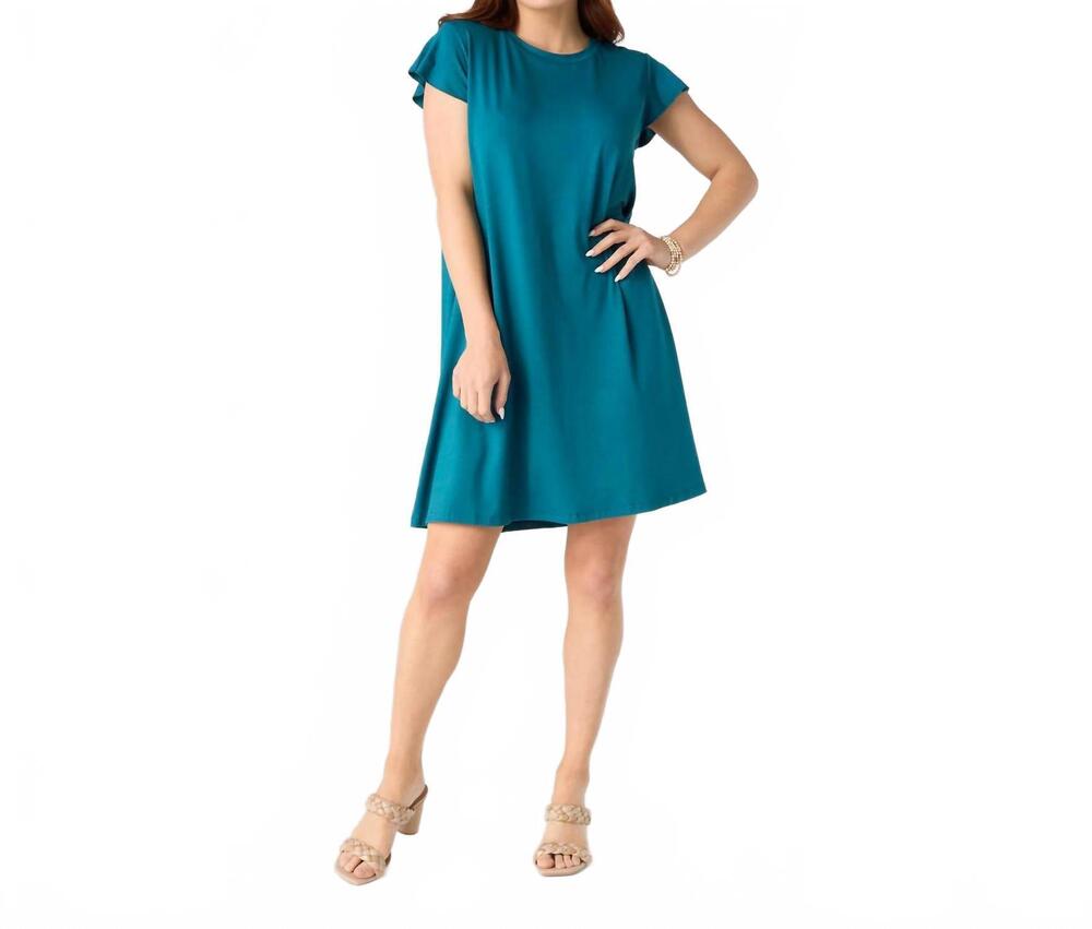 NEW COCO + CARMEN francis flutter sleeve dress in dark teal